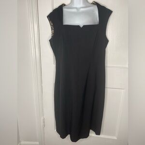 Boston Proper Black Sheath Mini Dress Square Neck.